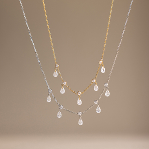 Collier J&D Jewelry en acier inoxydable couleur argent, étanche, avec zircon cubique rond et pendentif goutte d'eau en zircon nu pour femme - Product Image 6