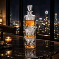 Ensemble de luxe en gros pour whisky : carafe et verres gaufrés, service de bar à coupe diamant pour bar à domicile, OEM ODM acceptés