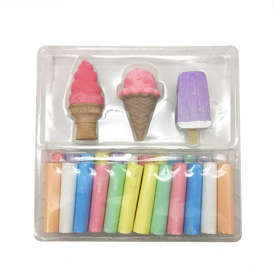 27pcs Ice Cream Sidewalk Chalk Play Set For Kids | Nontoxic Outdoor Jumbo Chalk Set