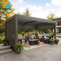 Pérgola Motorizada de Aluminio con Techo Bioclimático de Láminas Ajustables, Impermeable, para Jardín, Patio, Terraza, Diseño OEM