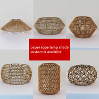 Abat-jour en corde de papier tissé à la main avec un design rustique, finition de couleur personnalisée, forme ronde pour lampes de table/de sol