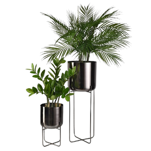 Juego Moderno de 2 Macetas Metálicas de Interior con Soportes Dorados, Macetas Decorativas de Hierro Nórdico de Lujo para Decoración de Sala de Estar - Product Image 4