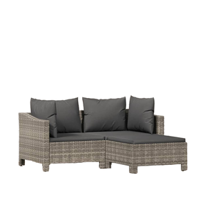 Dark Grey Rattan Entry Lounge <b>Garden</b> <b>Set</b> 3 Seater Outdoor Furniture Contemporary Design - Product Image 1