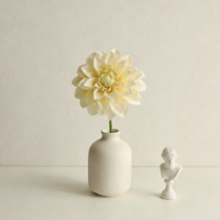 Bunga Dahlia Kuning Buatan dari Kain dengan Batang, Bunga Palsu untuk Karangan Bunga Pernikahan, Rangkaian Bunga untuk Dekorasi Rumah DIY