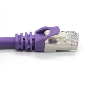 紫色Cat6a网络跳线电缆28AWG SFTP RJ45 RJ11网络跳线