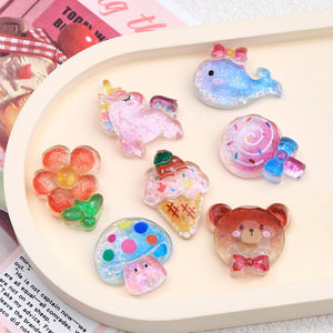 Haute transparence visage lumineux <span class=keywords><strong>licorne</strong></span> série dessin animé bricolage bibelots crème colle accessoires épingle à cheveux <span class=keywords><strong>Crocs</strong></span> boucle résine - Product Image 2