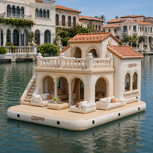 Ensemble de canapés flottants gonflables haut de gamme à deux niveaux avec <span class=keywords><strong>rideau</strong></span> détachable pour services de loisirs haut de gamme en marina - Product Image 4