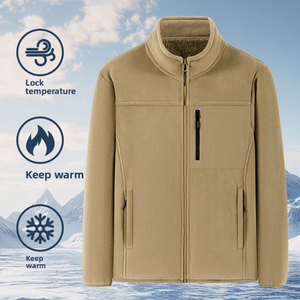 Veste en polaire 100% polyester pour homme sur mesure, col montant, coupe-vent, respirante, écologique, épaisse, broderie sur le devant - Product Image 4