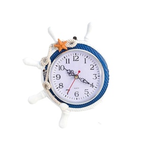 Reloj de pared de timonel Mediterráneo hecho a mano de madera decoración del hogar regalos creativos Boutique objetos decorativos - Product Image 1