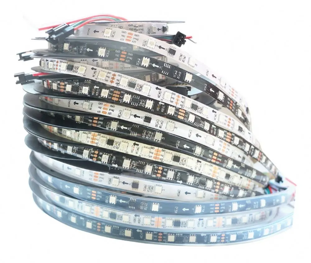 2811 5050 RGB LED şerit işık 12V WS2811 IC 30 LEDs/m piksel programlanabilir bireysel adresli esnek diyot şerit bant lambası