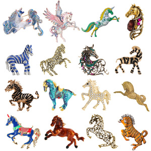 Broche de Aleación con Cristales de Estrás de la Serie del Año del Caballo del Zodiaco, Regalo Infantil de Moda <span class=keywords><strong>YINI</strong></span>, Accesorio de Moda Versátil y de Lujo - Product Image 1