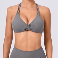 Kaos Olahraga Wanita Model Halter Eropa dan Amerika, Dapat Disesuaikan, Punggung Terbuka, Tipis, Cepat Kering, untuk Yoga dan Olahraga