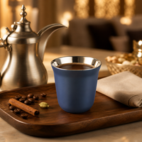 Taza Demitasse de Acero Inoxidable de 80 ml con Acabado Pulido Espejo, Taza de Café Espresso de Doble Pared Aislada para el Hogar o Bar