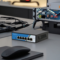 Switch PoE de 4 Puertos y 100 Mbps con Capacidad de 1 GBPS, 2 Puertos de Enlace Ascendente, Plug and Play, Eficiente Energéticamente para Cámaras IP, Redes de Oficina en Casa
