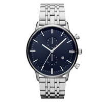 Montre de luxe en acier inoxydable à mouvement quartz Miyota, service ODM, cadran 43 mm, épaisseur de boîtier 10 mm, verre, aiguilles jour/date