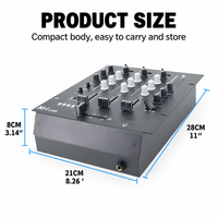 VOXFULL M4USB Mixer Scratch 3-Kanal untuk Meja DJ dengan Input USB, BT & 6 Input Audio, Dirancang untuk DJ