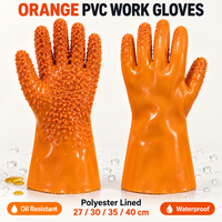 Gants en PVC personnalisés résistants aux produits chimiques, résistants à l'huile, imperméables, avec grip granulaire, manchette longue de 27-40 cm, doublure en polyester, vente en gros