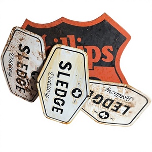 Plaque métallique de style antique, imprimée sur mesure, signes de danger de transmission, sérigraphie, découpe. - Product Image 2