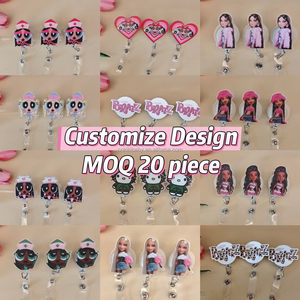 Cappelli da Infermiera Rosa con Stampa Brat in Offerta Speciale, Berretti Chirurgici Regolabili in Raso con Fodera in Raso e Porta Badge Abbinati - Product Image 6