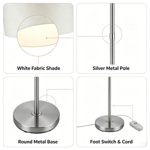 <span class=keywords><strong>Lampe</strong></span> <span class=keywords><strong>sur</strong></span> <span class=keywords><strong>pied</strong></span> en métal simple et moderne, <span class=keywords><strong>abat</strong></span>-<span class=keywords><strong>jour</strong></span> en tissu cylindrique, <span class=keywords><strong>lampe</strong></span> <span class=keywords><strong>sur</strong></span> <span class=keywords><strong>pied</strong></span> pour salon, chambre à coucher, décoration d'hôtel - Product Image 5