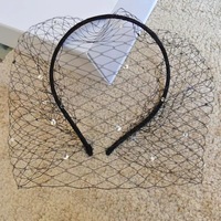 Voiles de tête noirs pour mariée, voile en résille orné de cristaux, accessoire de cheveux charmant pour mariage, fascinateur