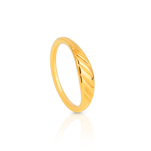 Anillo Delicado de Acero Inoxidable 316L Chapado en Oro, Diseño de Croissant, para Mujer, Marca Chris April, Resistente al Deslustre - Product Image 3