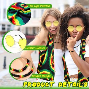 5-teiliges Rasta-Kostüm-Zubehör-Set, Jamaikanisches <span class=keywords><strong>Reggae</strong></span>-Outfit-Kit, T-Shirts, Hüte, Sonnenbrillen, Halsketten, Armbänder für Erwachsene, Männer und Frauen - Product Image 3