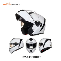 Nouveau casque de moto modulaire ABS PC PP, intégral, blanc et gris
