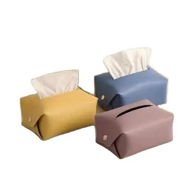 Boîte de rangement en cuir amovible pour serviettes en papier, porte-serviettes faciale, organisateur de bureau, à domicile et au siège de voiture