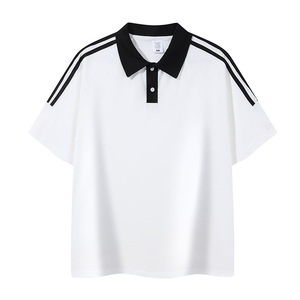 เสื้อโปโล สีขาว สีดำ สีน้ำเงินกรมท่า สีแดงเบอร์กันดี ผ้าฝ้าย สีพื้น แขนสั้น ใส่ได้ทุกวัน ชุดยูนิฟอร์มสำหรับโปรโมชั่น - Product Image 1