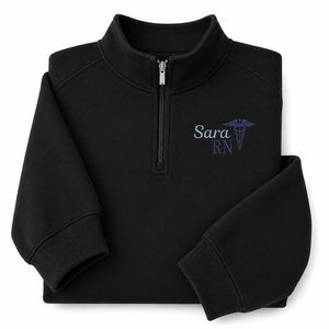 Sweat-shirt d'hiver personnalisé pour infirmière, broderie logo sur mesure, motif battement <span class=keywords><strong>de</strong></span> cœur et caducée, pull écologique pour le secteur médical - Product Image 2
