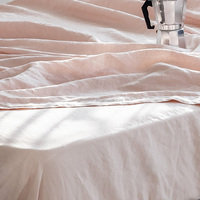 Qualité de luxe maison hôtel 100 adouci lin blush ensemble de literie housse de couette