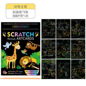 Çocuk DIY özel çizim oyuncaklar yaratıcı renk çizik boyama seti gökkuşağı sihirli Graffiti Scratch kağıt sanat çocuklar için - Product Image 5