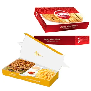 Eco Friendly Shawarma Party Snack Grazing Paper Boxes Catering Shawarma Packaging Fries Platter Box With Dividers Sauce Lid