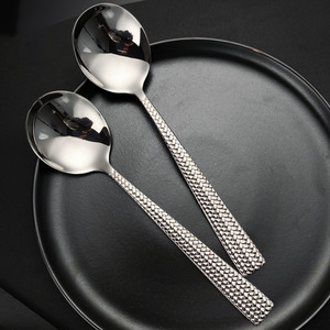 Cuillère en acier inoxydable 304 avec manche en corde tressée, ronde, réutilisable, pour la table de fête - Product Image 2