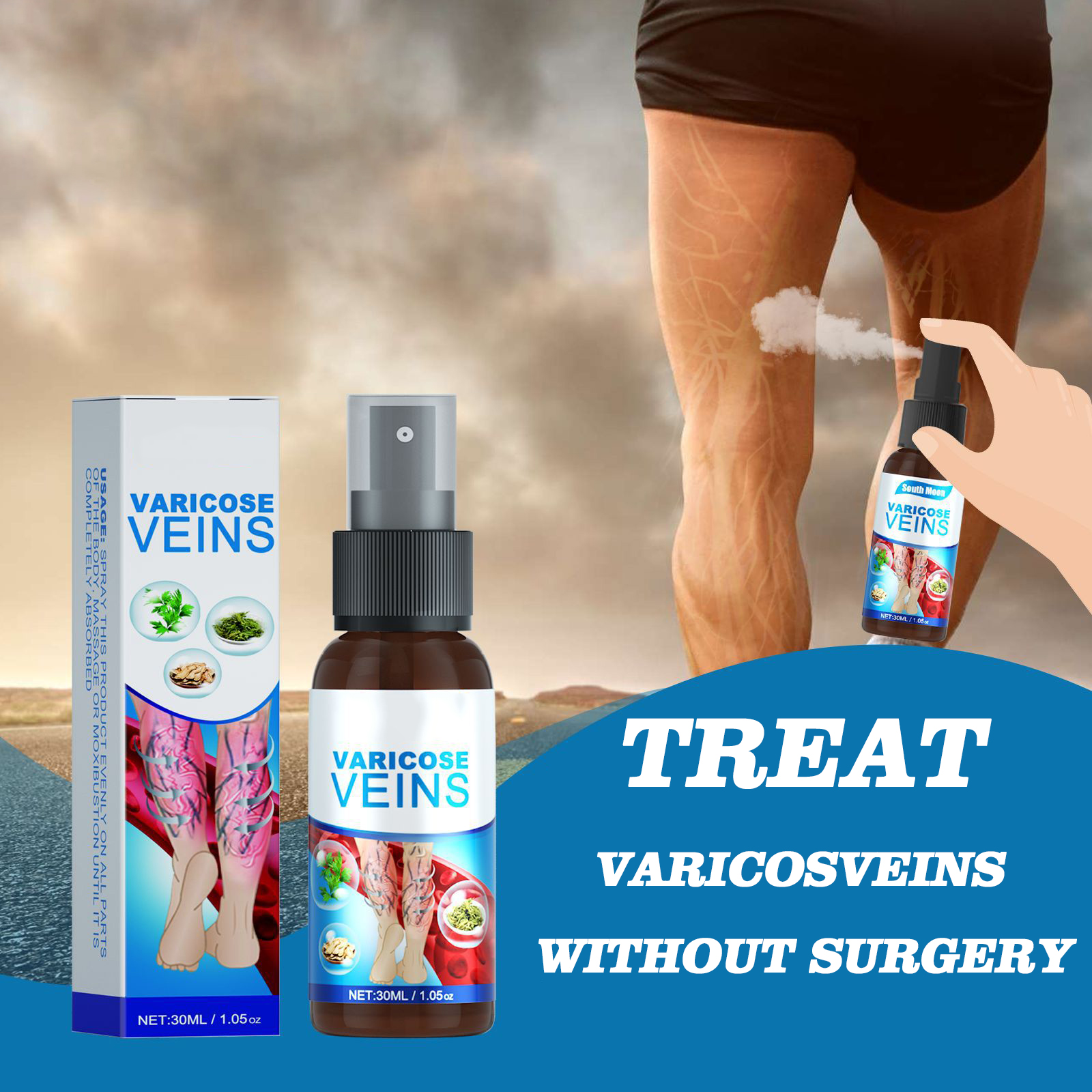 hot sell varicose veins remover treatment spray for veins earthworm leg torment 30ml