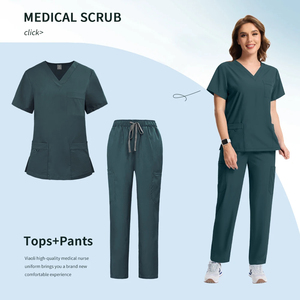 2025 nouvelle mode col en v Stretch Spandex médical soins infirmiers OEM numéro de modèle femmes hôpital gommages haut personnalisable gommage costumes - Product Image 5