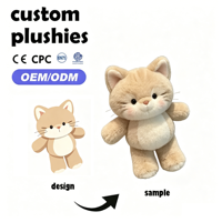 Peluche personnalisée chaton blanc avec rembourrage super doux – Vente directe usine de chats mignons – Jouets en peluche personnalisés de haute qualité