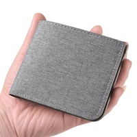 Portefeuille en toile ultra-mince pour hommes, multi-cartes, porte-billets horizontal décontracté à fermeture ouverte pour étudiants, travailleurs frontaliers