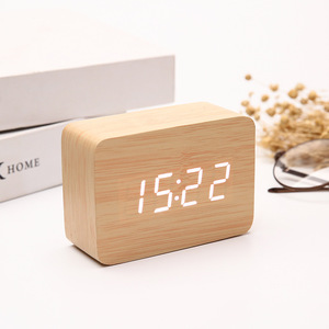 Tùy Chỉnh Đồng Hồ Nhiệt Độ Độ Ẩm Bằng Gỗ Kỹ Thuật Số Bảng Đồng Hồ Reloj Điều Khiển Bằng Giọng Nói Nhẹ nhàng Tap Để Thức Dậy Bàn Kỹ Thuật Số Đồng Hồ Báo Thức - Product Image 3