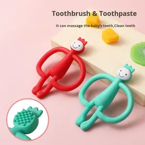 Gran oferta, nuevo juguete para masticar Little Monkey, herramienta para comer manos, <span class=keywords><strong>mordedor</strong></span> de silicona para bebé para juego calmante - Product Image 5