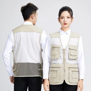 เสื้อกั๊กใส่ทำงานสำหรับผู้ชายเสื้อกั๊กระดับไฮเอนด์ติดกระเป๋าหลายช่องโลโก้แบบกำหนดเอง - Product Image 4