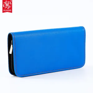 Étui à ciseaux écologique PB-06B en cuir PU pour coiffeur et tondeur, avec 2 étuis de protection, couleur bleue - Product Image 1