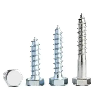 DIN571 Stainless Steel SS M6 M8 M10 M12 80mm Hex Head Self Tapping Wood Screw Galvanized Lag Bolts Coach Screw