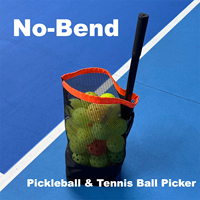 Panier de ramassage de balles de pickleball et de tennis portable et rétractable, à ressort, sans flexion, pour l'entraînement multi-balles, sac en filet