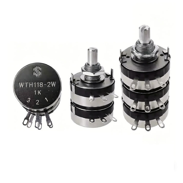 Factory Wholesale WTH118-2W Dual/Triple-Gang Carbon Film Potentiometers and Variable Resistors 1K 2K2 4K7 10K 100K 470K 1M