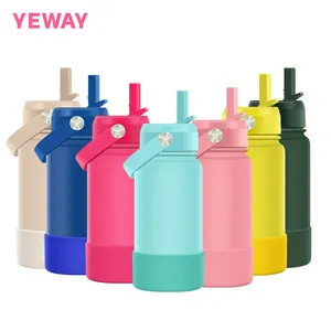 Yeway fast ship christmas gifts 2022 kids water bottle bpa free 18/8 stainless steel water bottle for kids with straw and strap