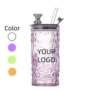 Bear Juice Drink <b>Cup</b> Office <b>Large</b> Capacity Opening Gift Glass <b>Cup</b> with Straw - Product Image 2