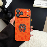 Coque de téléphone pour iPhone 17 Air avec film de protection d'objectif, chrome orange, tendance, marque Apple, 16 15 14 Pro Max, cœur, 13 Plus, coque de téléphone portable