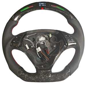 Volant de Voiture <span class=keywords><strong>Sport</strong></span> Performance TY à 3 Branches avec Affichage LED, en Cuir Véritable 100 % Fibre de Carbone, Personnalisé avec Couleur de Surpiqûre au Choix - Product Image 1